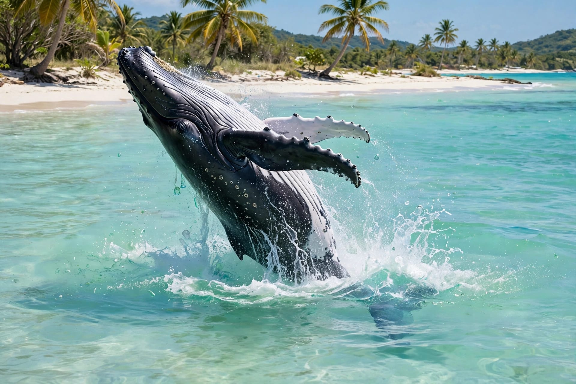 Balena che emerge dall'oceano