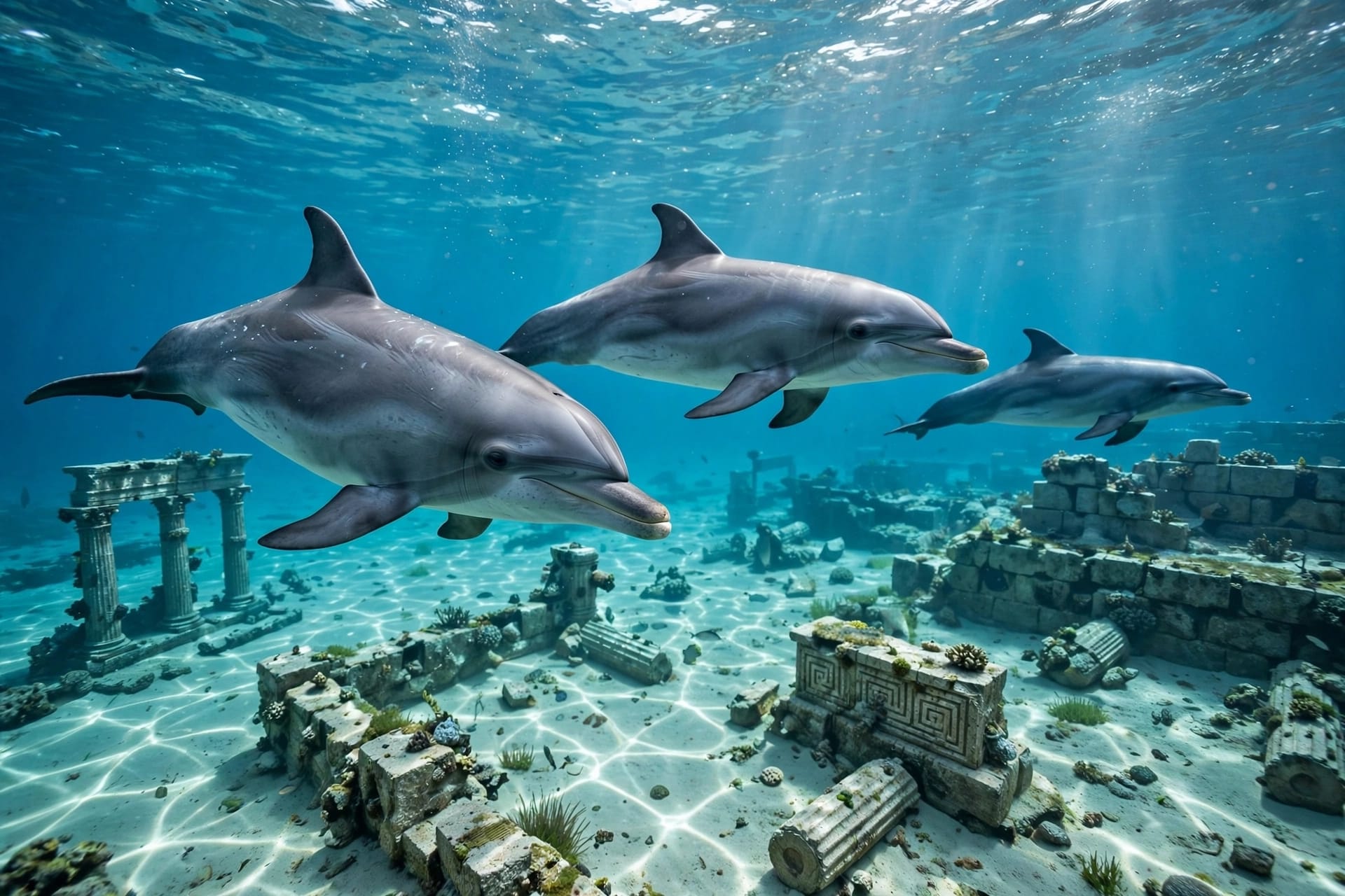 Delfini sulle rovine di Atlantide
